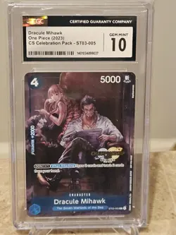 One Piece TCG Dracule Mihawk CS 2023 Celebration Pack #ST03-005 CGC Gem Mint 10 - Image 1