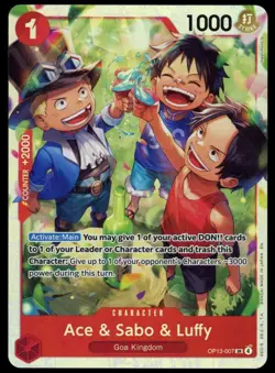 Ace Sabo Luffy OP13-007 Carrying On His Will Foil SR One Piece TCG NM English - Image 1