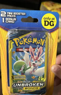 POKEMON-DOLLAR GENERAL-UNBROKEN BONDS-2 MINI BOOSTER PACKS-1 BONUS CARD-SEALED - Image 2
