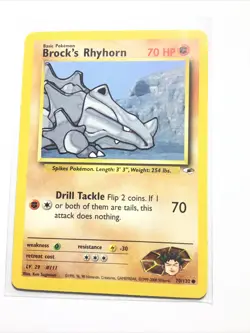 BROCK’S RHYHORN - 70/132 - Gym Heroes - Pokemon Card - NM - Image 1