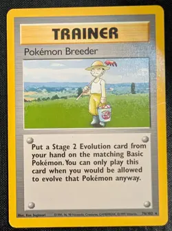 Pokemon Breeder - 76/102 Base Set Rare - LP - Pokemon TCG WOTC Vintage 1999 - Image 3