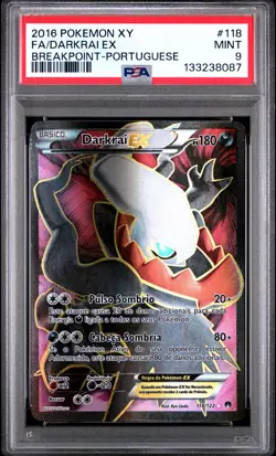 2016 POKEMON XY BREAKPOINT PORTUGUESE #118 FULL ART/DARKRAI EX PSA 9 - Image 1