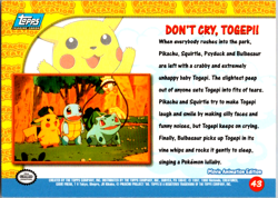 Don't Cry, Togepi! Pokemon Topps Pikachu's Vacation 43 (Blue Logo) - Image 2