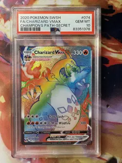 Pokemon 2020 Charizard VMAX 074/073 Rainbow SR Champion's Path GEM MINT PSA 10 - Image 1