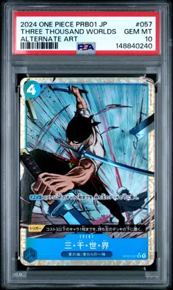 One Piece Japanese PRB01 THREE THOUSAND WORLDS Zoro Alternate Art PSA 10 #057 - Image 1