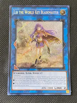 YuGiOh! - Lib the World Key Blademaster BLMM-EN159 Secret Rare 1st Edition NM - Image 1