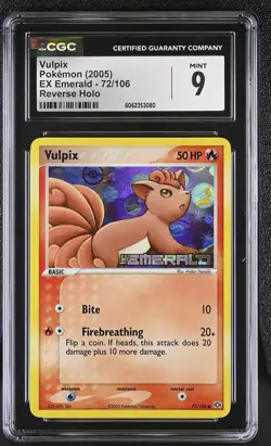 CGC 9 MINT Vulpix 2005 EX Emerald 72/106 Reverse Holo STAMPED Pokemon Card psa - Image 1
