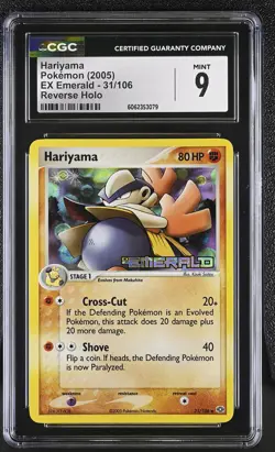 CGC 9 MINT Hariyama 2005 EX Emerald 31/106 Reverse Holo STAMPED Pokemon Card psa - Image 1