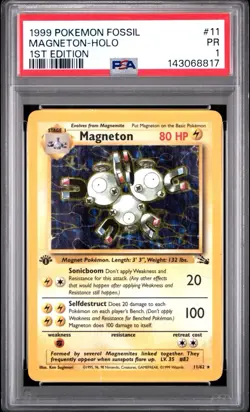 PSA 1 Magneton 1st Edition Holo Foil Rare 11/62 Fossil 1999 Pokemon WoTC PR - Image 1