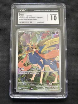 Zacian 100/094 Me02: Phantasmal Flames Holo CGC GEM MINT 10 Pokemon TCG - Image 1
