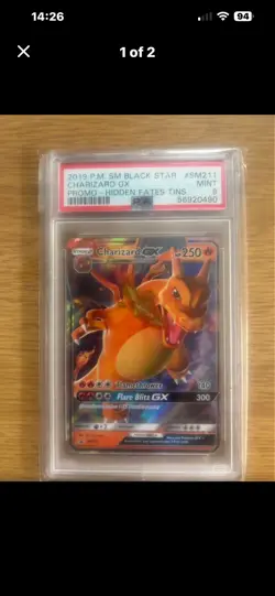 2019 CHARIZARD GX Pokemon Sun & Moon Hidden Fates #SM211 Black Star Promo PSA 9 - Image 1