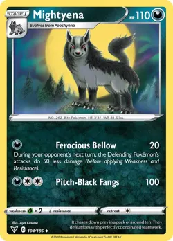 Mightyena 104/185 Swsh04: Vivid Voltage Regular NM-Mint Pokemon Card TCG - Image 1