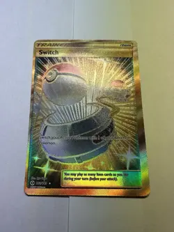 Pokemon Switch Trainer Item Secret Rare Foil Card 160/149 SM Base Set TCG - Image 1