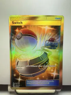 Pokemon Switch Trainer Item Secret Rare Foil Card 160/149 SM Base Set TCG - Image 3
