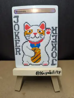 Hand Painted - Balatro Lucky Cat - Magic: The Gathering Land Card Mountain Alter - Image 1