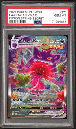 Pokemon Cards - PSA 10 Gengar Vmax 271/264 - Fusion Strike Secret Rare - GEM MT - Image 1