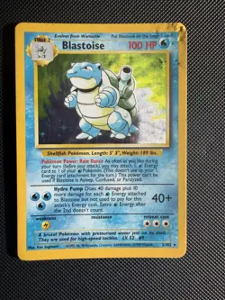 Pokemon Blastoise 2/102 Base Set Heavy Play Unlimited Holo Rare Card - Image 1