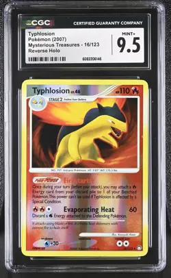 CGC 9.5 Typhlosion 2007 Mysterious Treasures 16/123 Reverse Holo Pokemon Card - Image 1