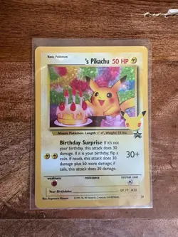 Pokemon Pikachu Card Celebrations Birthday Surprise Promo LP/NM Condition - Image 2
