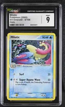 CGC 9 MINT Milotic 2005 EX Emerald 8/106 Holo Pokemon Card psa - Image 1