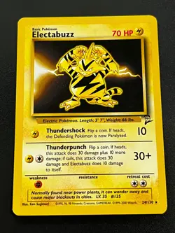 Electabuzz 24/130 - Base Set 2 Rare Vintage WOTC Pokemon TCG Card LP - Image 1