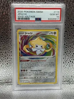 Pokemon Jirachi 119/185 Swsh04 Vivid Voltage Amazing Rare Holo PSA 10 - Image 1
