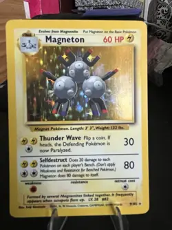 Pokemon Magneton Base Set Holo Rare 009/102 1999 60 HP English - Image 1