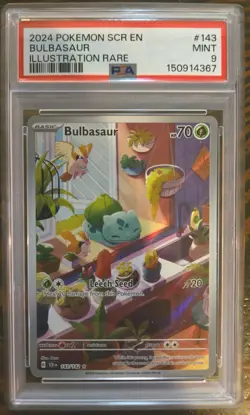 Pokemon Bulbasaur 143/142 Sv07 Stellar Crown #143 Illustration Rare MINT PSA 9 - Image 1