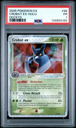 PSA 1 Crobat EX Deoxys Holo Foil 96/107 2005 Pokemon PR - Image 1