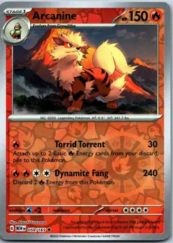 Arcanine Reverse Holo Pokemon Scarlet & Violet 151 059/165 NM - Image 1