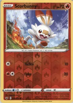 Scorbunny (031) Reverse Holo Pokemon SWSH01: Sword & Shield Base Set 031/202 NM - Image 1