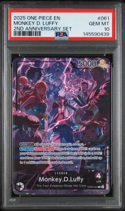 PSA 10 Monkey D. Luffy 061 2nd Anniversary Set Leader ONE PIECE - Image 1