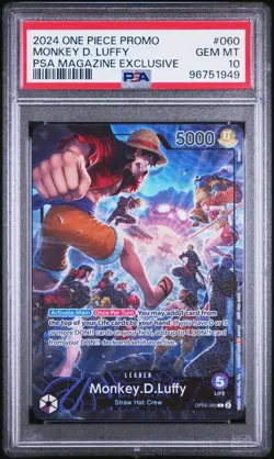 Monkey D. Luffy One Piece 2024 PSA Magazine Exclusive Promo English #060 PSA 10 - Image 1