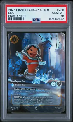 2025 DISNEY LORCANA EN 9-FABLED ENCHANTED #238 LILO - BEST EXPLORER EVER PSA 10 - Image 1