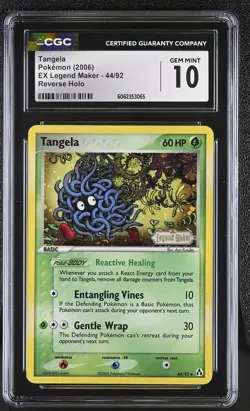 CGC 10 GEM MINT Tangela EX Legend Maker 44/92 Reverse Holo STAMPED Pokemon Card - Image 1