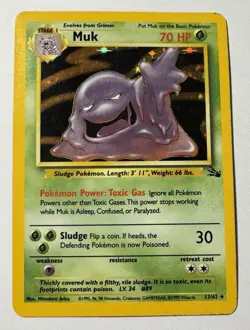 Pokemon TCG Muk Fossil Holo Card 13/62 Unlimited Holo Rare (1999) - Near Mint - Image 1