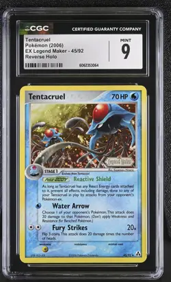 CGC 9 MINT Tentacruel EX Legend Maker 45/92 Reverse Holo STAMPED Pokemon Card - Image 1