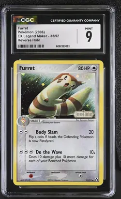 CGC 9 MINT Furret EX Legend Maker 33/92 Reverse Holo STAMPED Pokemon Card psa - Image 1