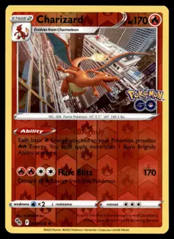Charizard 010/078 Holo Rare Pokemon GO Pokemon Reverse Holo Near Mint - Image 1