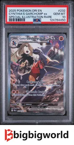 Pokemon TCG 2025 Destined Rivals Cynthia’s Garchomp ex #232 SIR PSA 10 - Image 1
