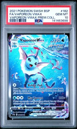 2021 POKEMON SWSH BLACK STAR PROMO #182 FULL ART/VAPOREON VMAX PSA 10 - Image 1