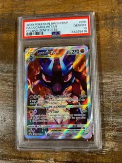 POKEMON 2023 Promo Crown Zenith LUCARIO Full Art VStar #291 ETB PSA 10 Gem Mint - Image 1