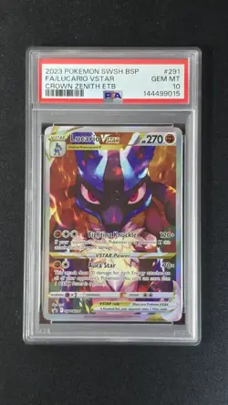 Lucario VSTAR Full Art SWSH291 PSA 10 Gem Mint Pokemon Crown Zenith ETB Promo - Image 1