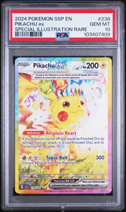 2024 POKEMON SSP EN-SURGING SPARKS SPECIAL ILLUSTRATION RARE PIKACHU EX PSA 10 - Image 1
