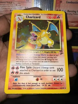 Pokemon TCG Charizard Base Set 2 HOLO Card 4/130 ~ BIG SWIRL 💫💫MP - Image 1