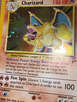 Pokemon TCG Charizard Base Set 2 HOLO Card 4/130 ~ BIG SWIRL 💫💫MP - Image 2