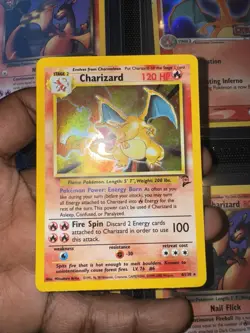 Pokemon TCG Charizard Base Set 2 HOLO Card 4/130 ~ BIG SWIRL 💫💫MP - Image 3