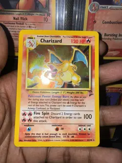 Pokemon TCG Charizard Base Set 2 HOLO Card 4/130 ~ BIG SWIRL 💫💫MP - Image 4