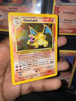 Pokemon TCG Charizard Base Set 2 HOLO Card 4/130 ~ BIG SWIRL 💫💫MP - Image 5