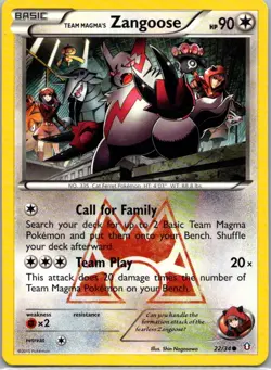 Pokemon TCG Team Magmas Zangoose 22/34 Double Crisis LP - Image 1